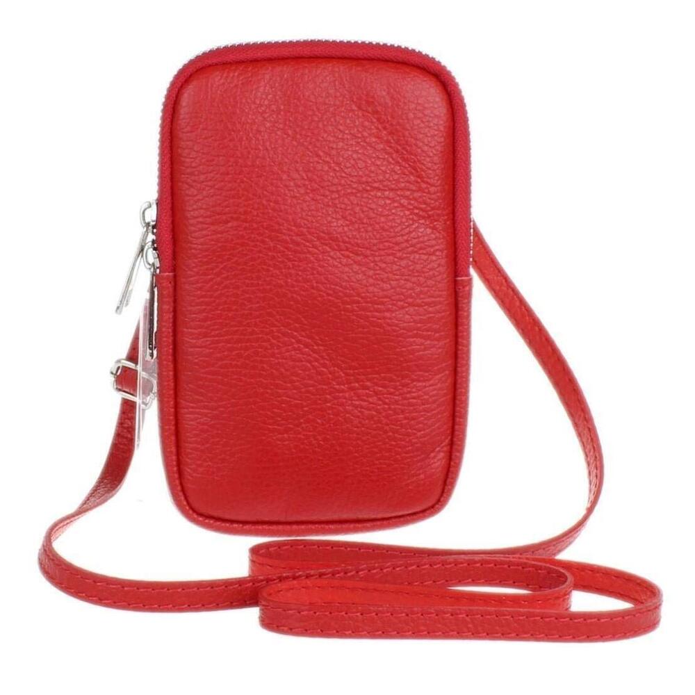 2745 Leather Crossbody Phone Bag Mini Purse Red
